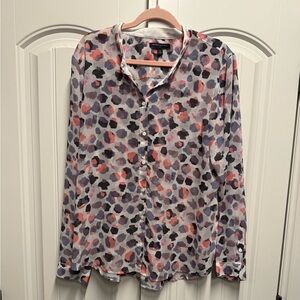 Banana Republic Women's Long Sleeve Sheer Animal Print Blouse Size XL